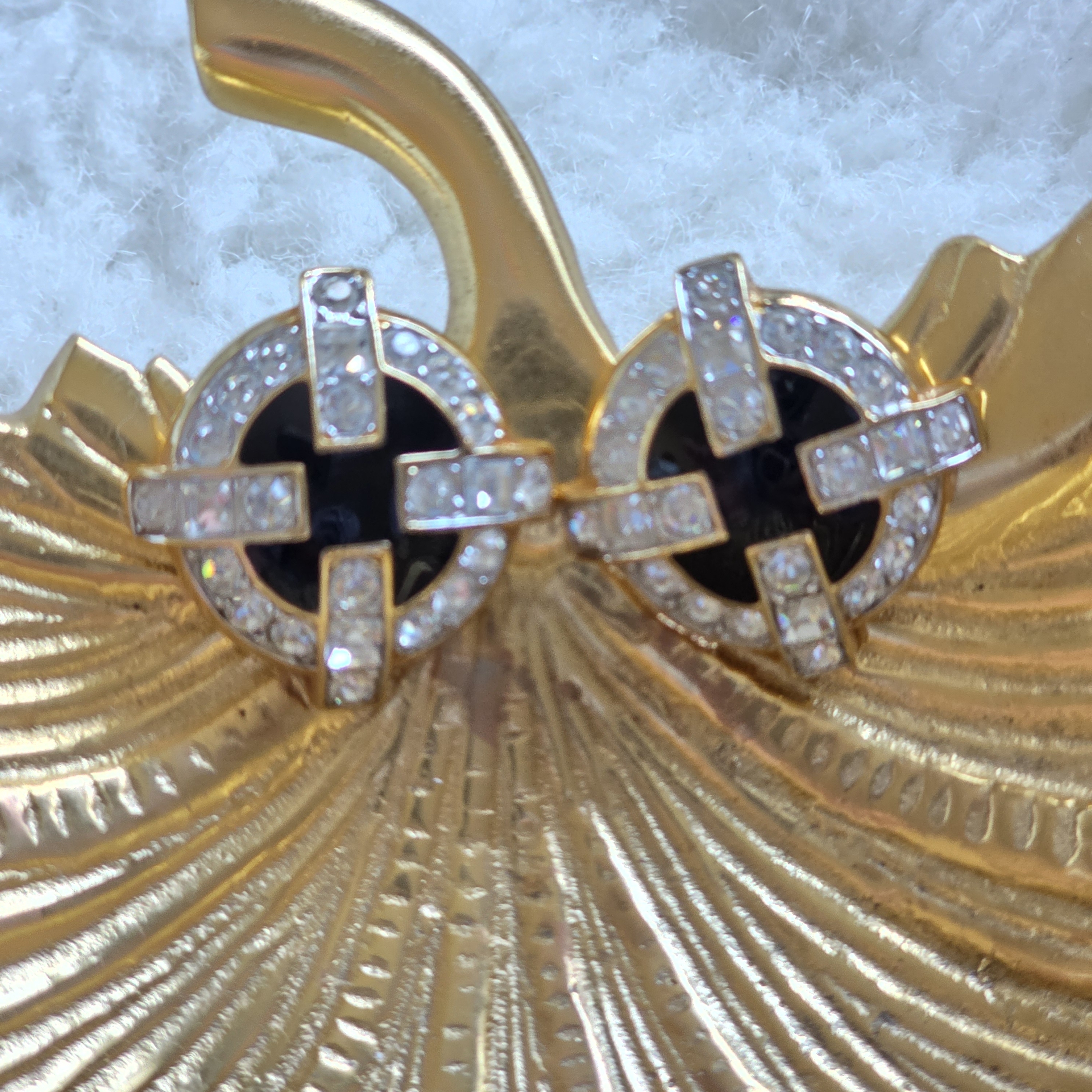 Swarovski Gold And Black Crystal Earrings